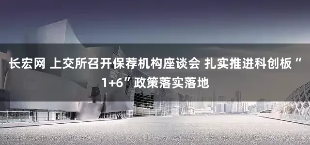 长宏网 上交所召开保荐机构座谈会 扎实推进科创板“1+6”政策落实落地